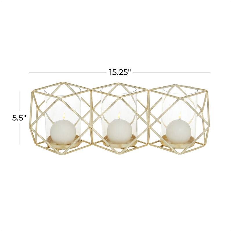 Gold Metal Modern Candle Holder 5 x 15 x 5 - 15 x 5 x 5