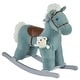 preview thumbnail 1 of 6, Kids Plush Ride-On Rocking Horse with Bear Toy, Children Chair with Soft Plush Toy & Fun Realistic Sounds, Blue Blue