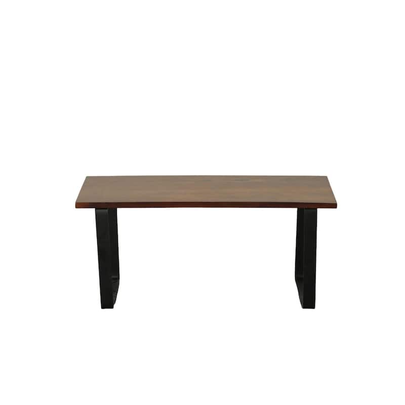 Solid Rectangular Wooden Bench - 40" - Chestnut Brown and Black