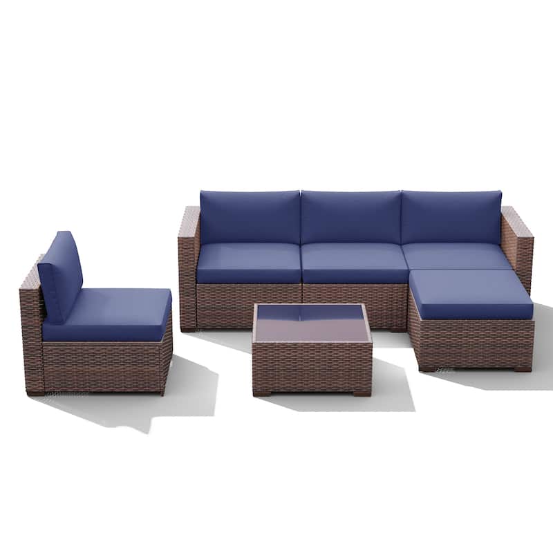 6-piece Outdoor Wicker Sectional Sofa Set