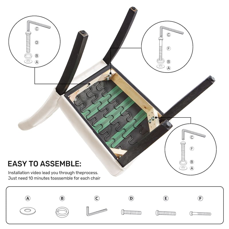 Tufted Upholstered Wooden Dining Chairs with Diamond-Pattern (Set of 2)