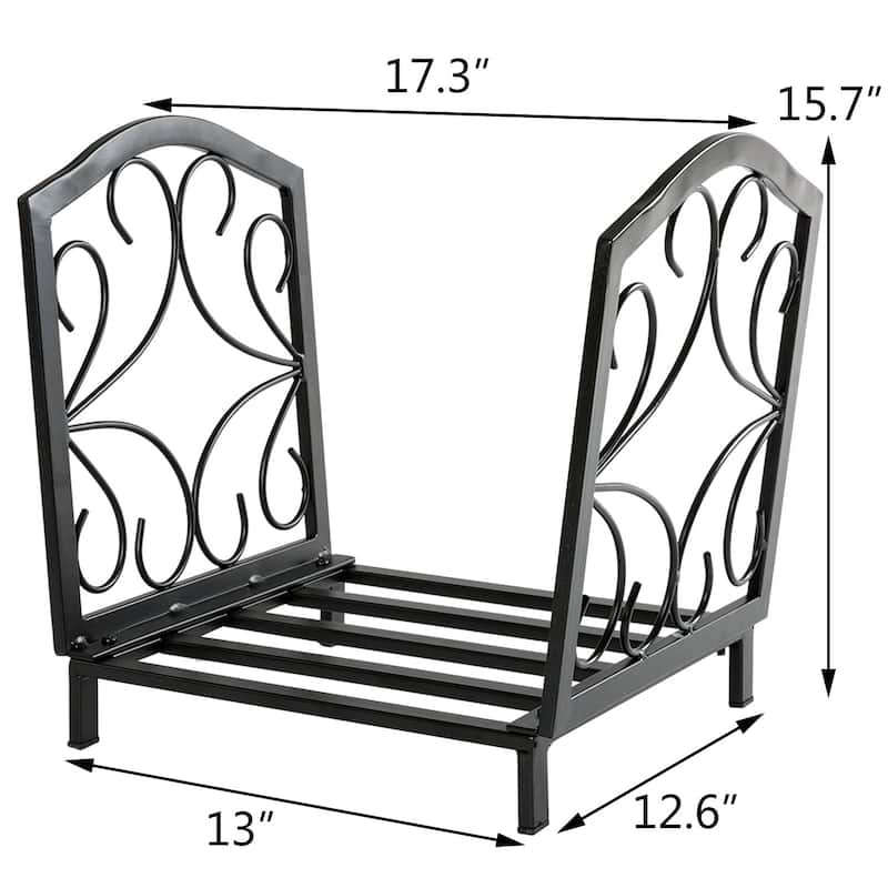 PHI VILLA 17 Inch Small Decorative Indoor/Outdoor Firewood Racks Steel Wood Storage Log Rack Holder