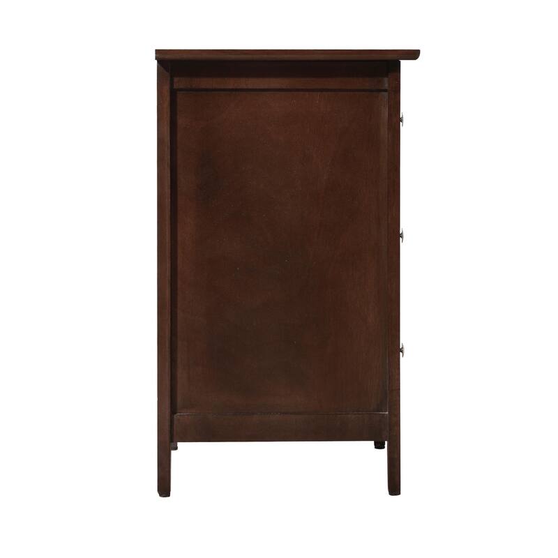 Modern classic solid wood nightstand, living room side table with three storage drawers and metal handles