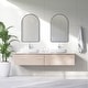 preview thumbnail 2 of 6, Copper Grove Satin Black Arched Floating Wall Mirror
