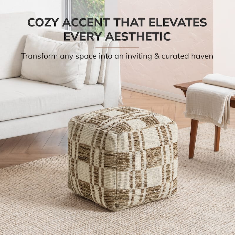Jani 20-inch Ottoman Pouf - Handcrafted Handmade Ottoman for Seating, Footrest, Home Decor for Living Room, Bedroom