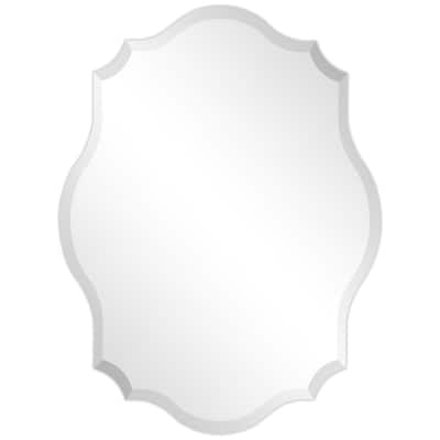 Frameless Beveled Oblong Elegant Scalloped Wall Mirror