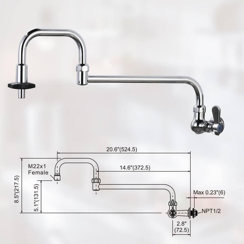 WOWOW Modern Single-Handle Wall-Mounted Filler Faucet