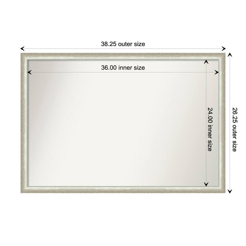 Two Tone Non-Beveled Wood Framed Bathroom Vanity Wall Mirror - Two Tone Silver - Glass Size 36x24