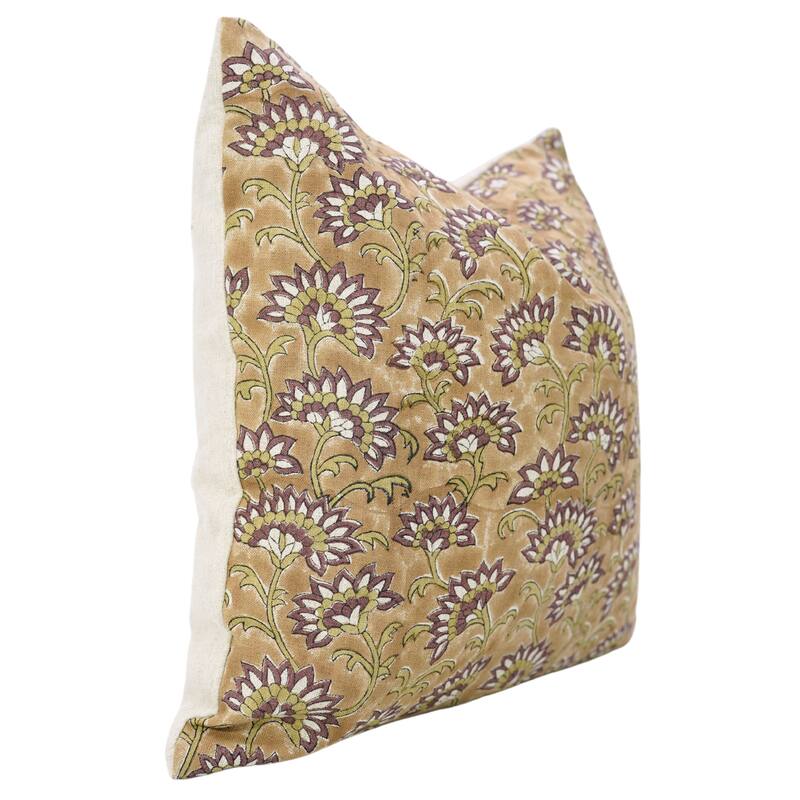 Fabdivine Handmade Block Print 14x36 Inch Cushion Cover Floral Fall Farmhouse Décor Rustic Rectangle Pillowcase, Rajnigandha