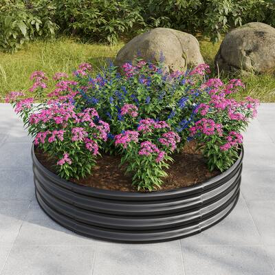 Black Metal Raised Garden Bed Set of 2 - 47" Square Outdoor Planter Boxes with Rust-Proof Coating
