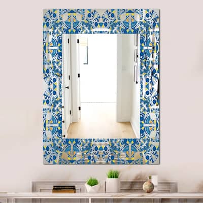 Designart 'Portuguese Tiles' Mid-Century Mirror - Frameless Printed Wall Mirror