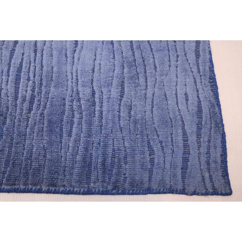 ECARPETGALLERY Hand Loomed Elysian Slate Blue Viscose Rug - 5'10 x 8'11