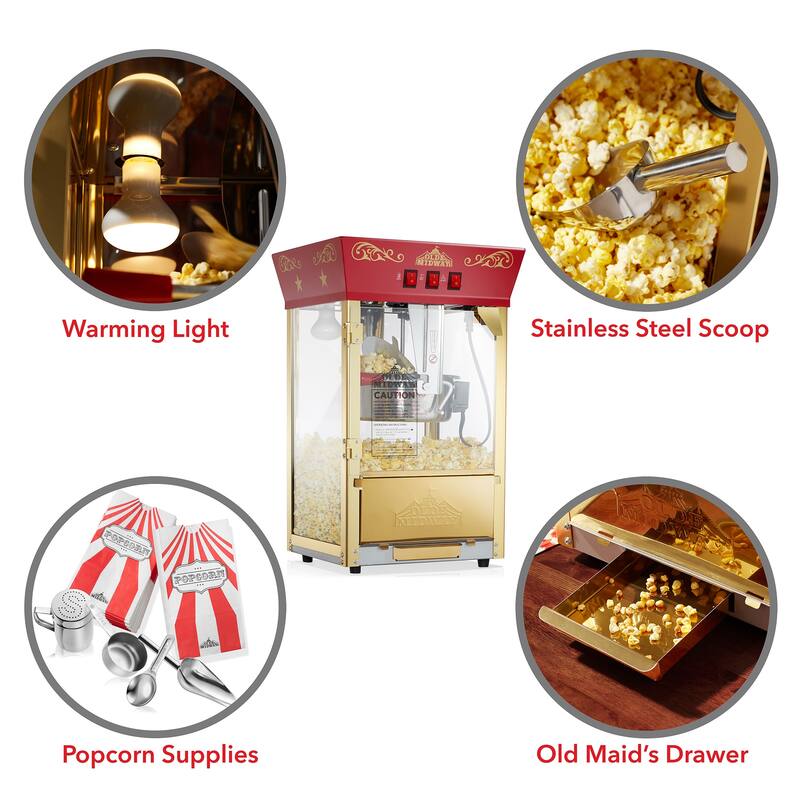 Movie TheaterStyle Countertop Popcorn Machine with 10oz Kettle
