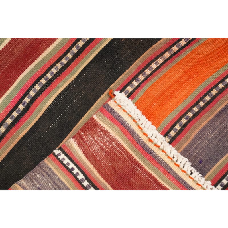 Hand Woven Oriental 100% Wool Carpet Southwestern Geometric Multi-Colored Kilim Area Rug - 6' 10'' X 5' 1''