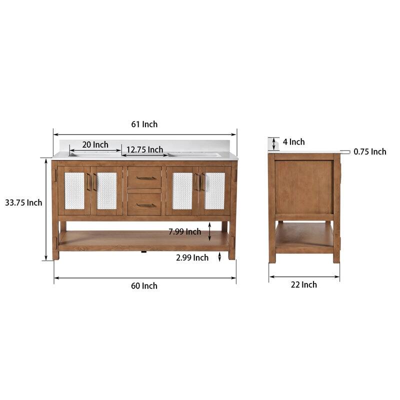 Acroma - 60'' Double Bathroom Vanity With Stone Top