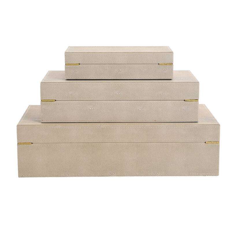 StyleCraft Norman Wyatt Home - Set of 3 Leather Wrapped Accessory Boxes