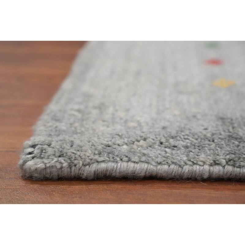 Hand Knotted Oriental Viscose Silk Carpet Tribal Animal Pictorial Greys & Charcoal Gabbeh Area Rug - 11' 8'' X 7' 4''