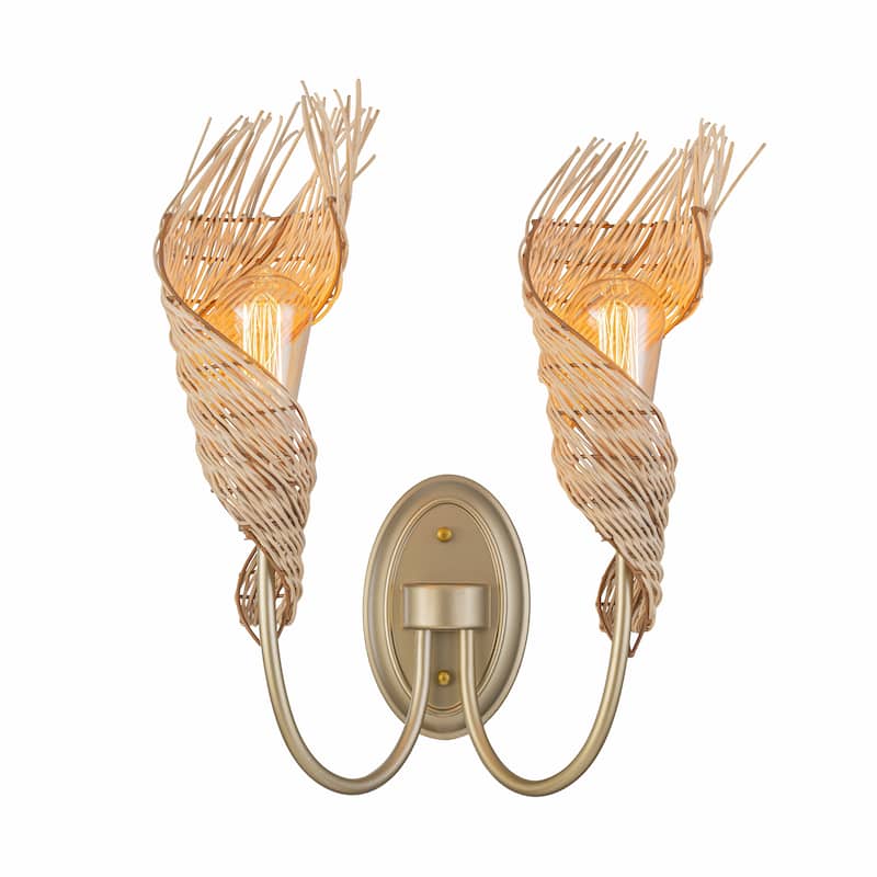 Dena 2-light Coastal Natural Rattan Armed Sconce - Adjustable