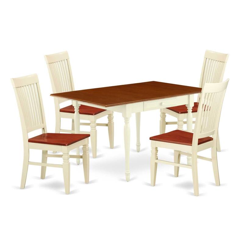5-Piece Buttermilk and Cherry Solid Wood Top - Dining Room Set (Seats-4)