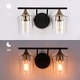 preview thumbnail 27 of 28, Modern Black Gold 2/3/4-Light Linear Bathroom Vanity Lights with Seeded Glass
