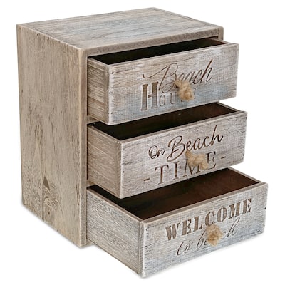 CoTa Global Driftwood Nautical 3 Drawer Storage Organizer - 10.5 Inches