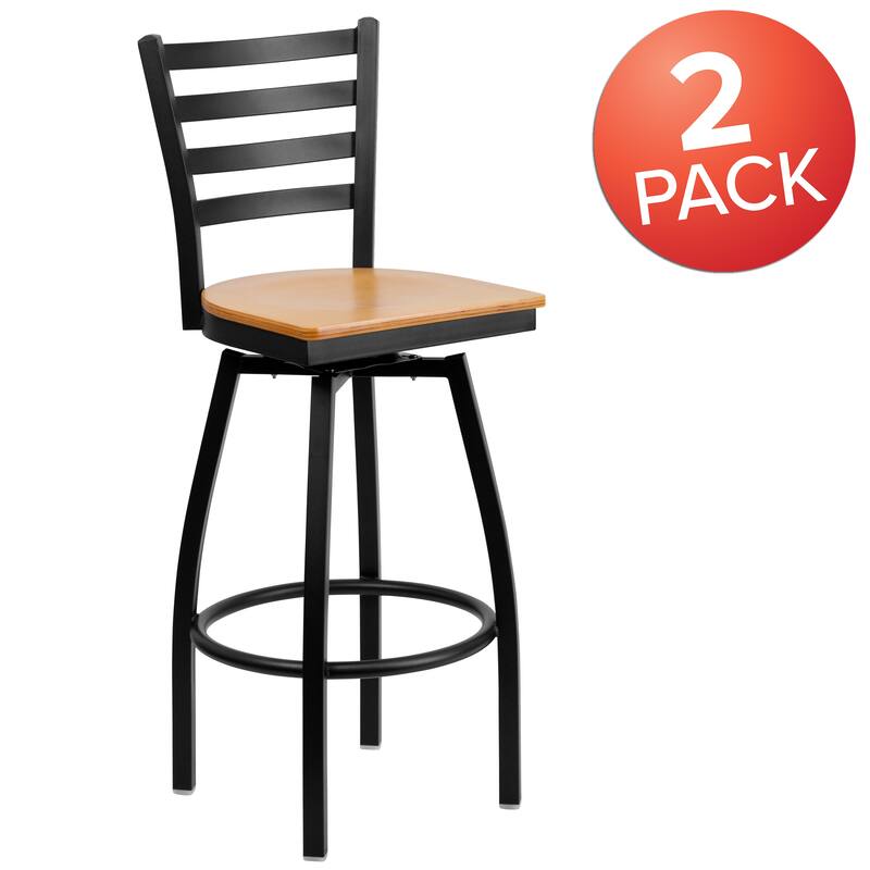 2 Pack Hercules Series Ladder Back Swivel Metal Barstool - 16.5"W x 20.5"D x 44.5"H - 16.5"W x 20.5"D x 44.5"H
