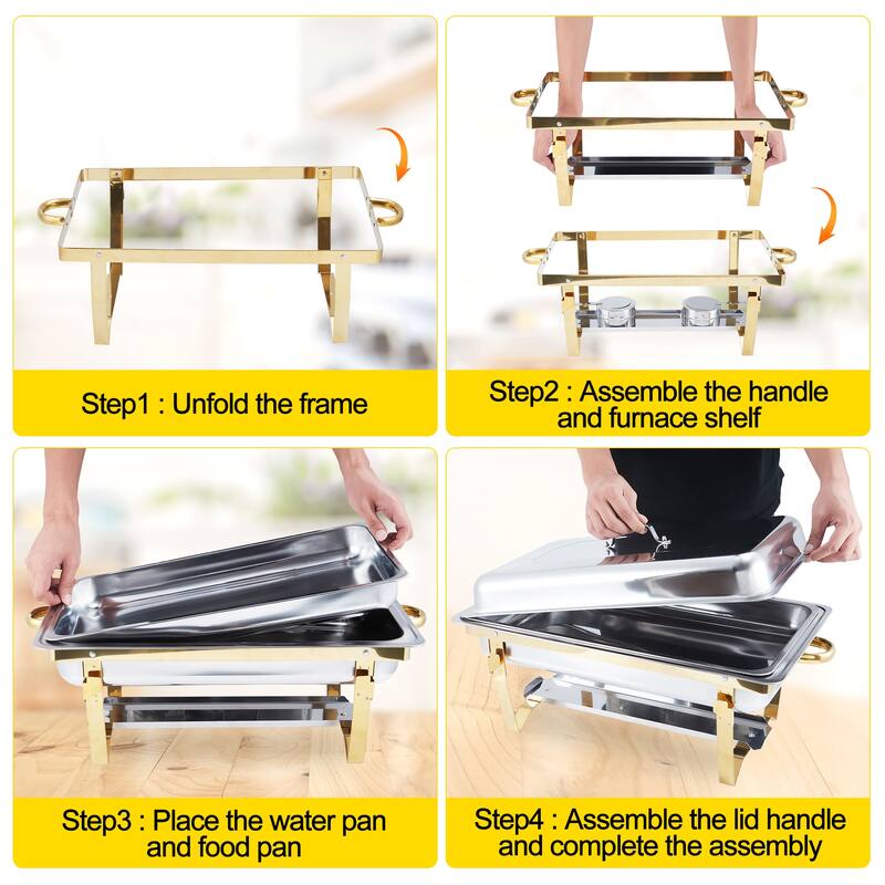 2/4 Packs Chafing Dishes for Buffet 8QT Stainless Steel