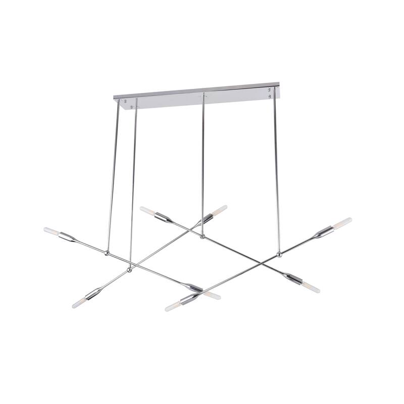8-Light Chrome Iron Chandelier With Stick Arms