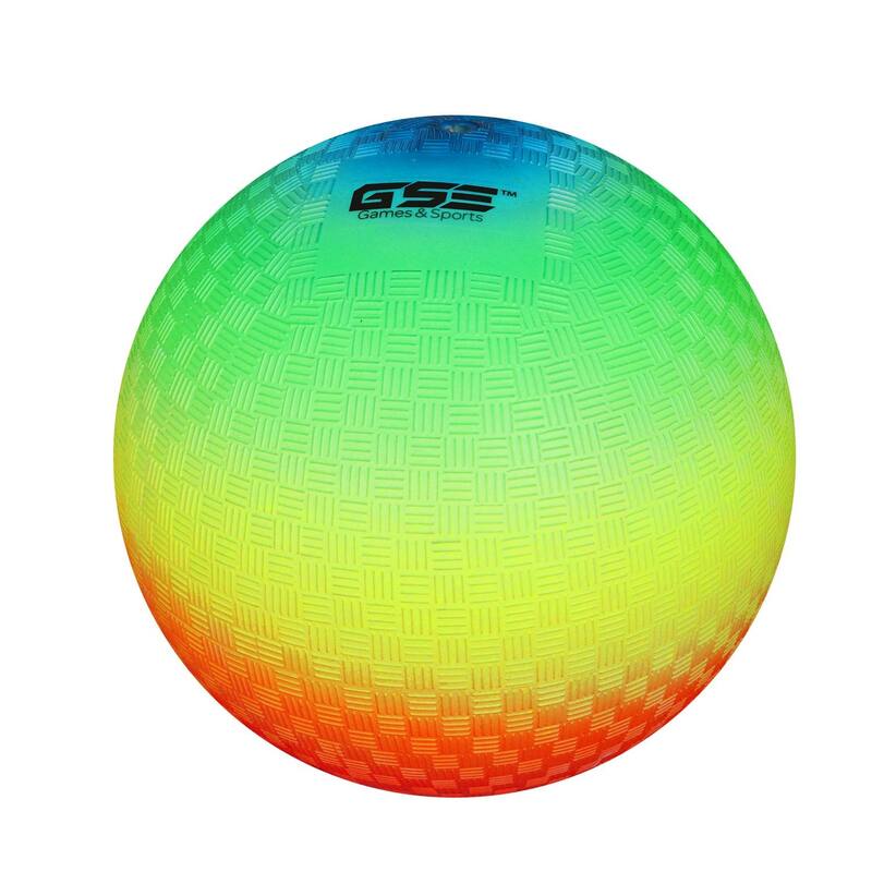 GSE™ 10" Inflatable Playground Balls, Kickball, Dodge Ball, Four Square Ball. Indoor/Outdoor Kids Toy Balls - Rainbow