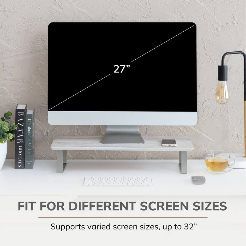 Jani Wood Monitor Stand Riser Desk - Ergonomic Design Stand, Desktop Organizer Table for Home, Office Workspace, Gaming Desk