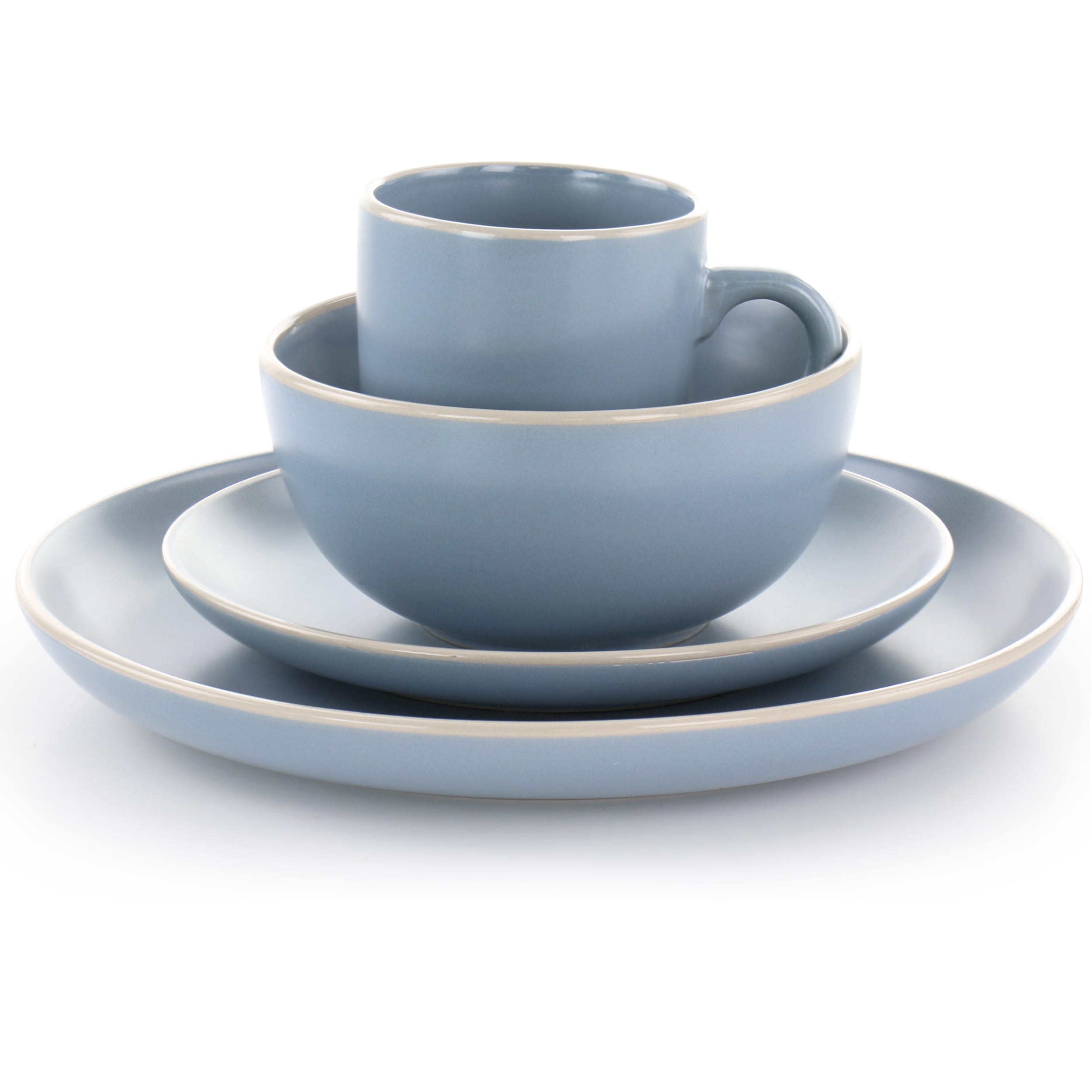 Gibson Home Everyday Essentials 32 Piece Round Stoneware Dinnerware Set in Matte Blue 32 Pieces Bed Bath Beyond 36832401