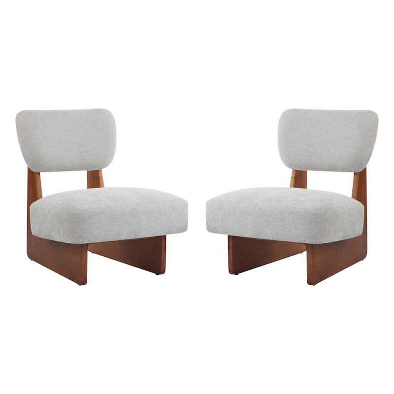 [Set of 2] Modern Polyester Lounge Chairs - Sturdy Wood Base, Minimalist Design.