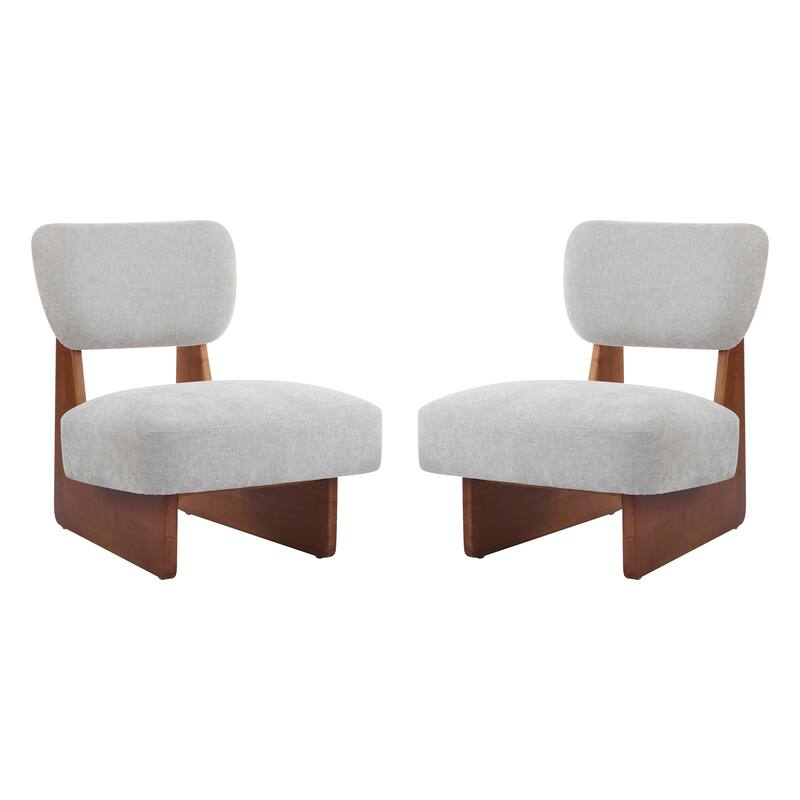 Lounge Armless Accent Chair with Wood Frame, Set of 2