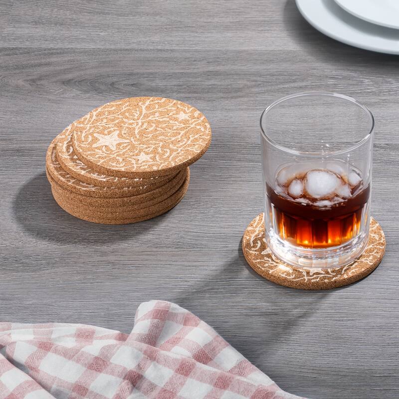 Starfish 4 Pack Absorbent Cork Coaster Made in The USA 4" Round