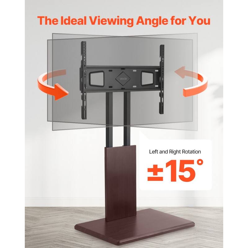 Universal TV Stand for 32-70 inch TVs with Adjustable Height and Swivel - 25.98 x 15.75 x (41.93-52.76) In.