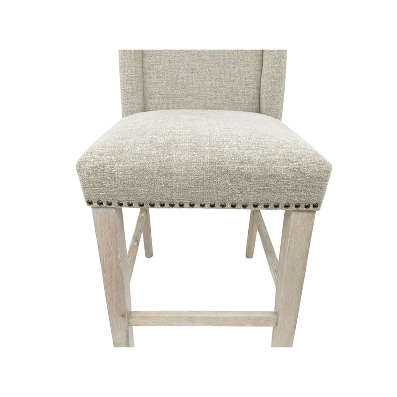 Fawn Upholstered Counter Stools - 41.5" - Beige and White - Set of 2