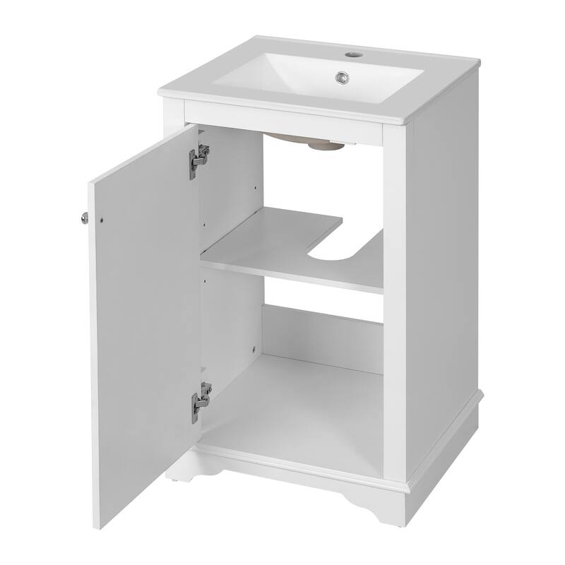 20'' Freestanding Bathroom Vanity with White Integrated Ceramic Sink - 20.1'' x 18.4'' x 33.8''
