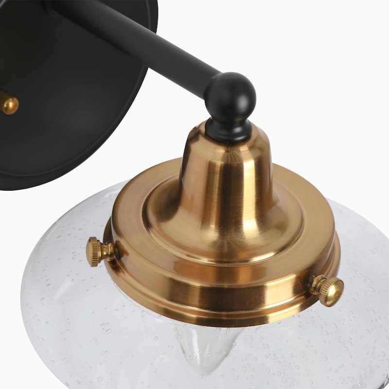 1/2/4-Light Modern Black Gold Bathroom Vanity Light Schoolhouse Glass Wall Sconce