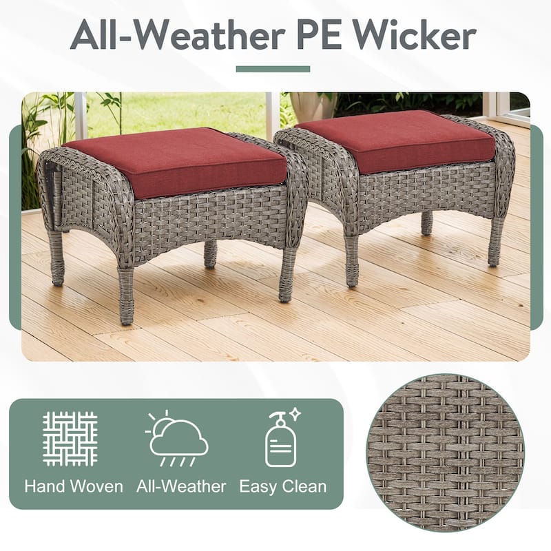 Pocassy Patio Outdoor Sofa Swivel Chairs with Ottman Table Set