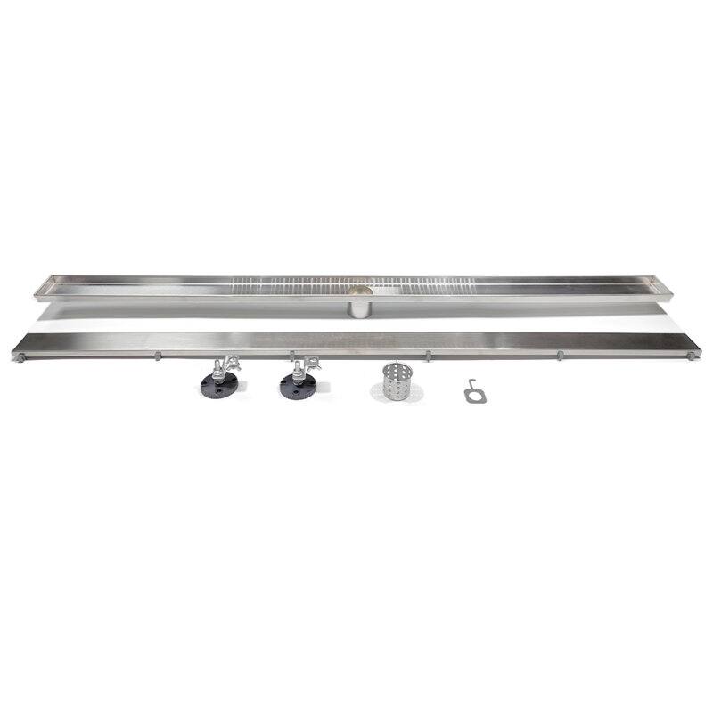 Oceanic Linear Shower Drain, Marine-grade 316 Stainless Steel, Tile-in with Hair Strainer