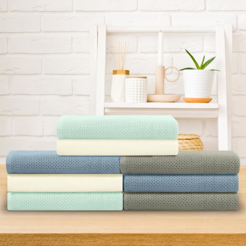Waffle 2 Pack Cotton Bath Towel Set, Soft, Highly Absorbent, Quick Drying Towels for Bathroom, Gym, SPA, Yoga 28" x 56"