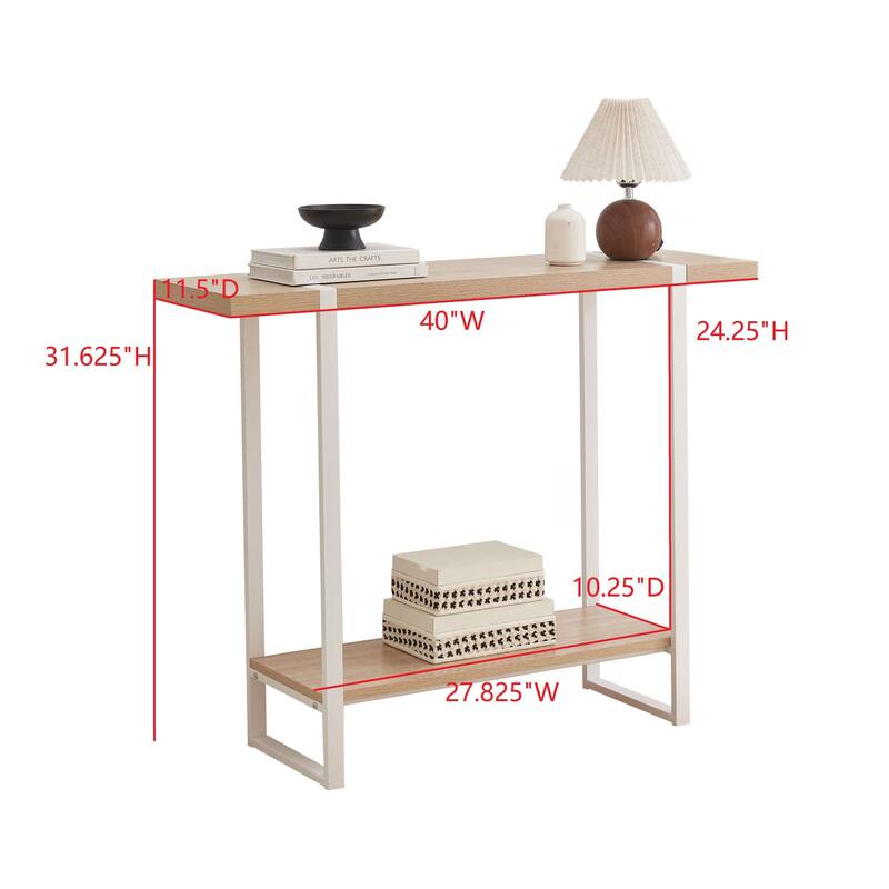 Harley Collection Wood Metal 40" Modern Console Table with Shelf