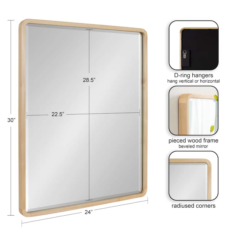 Kate and Laurel McLean Wood Radius Rectangle Wall Mirror