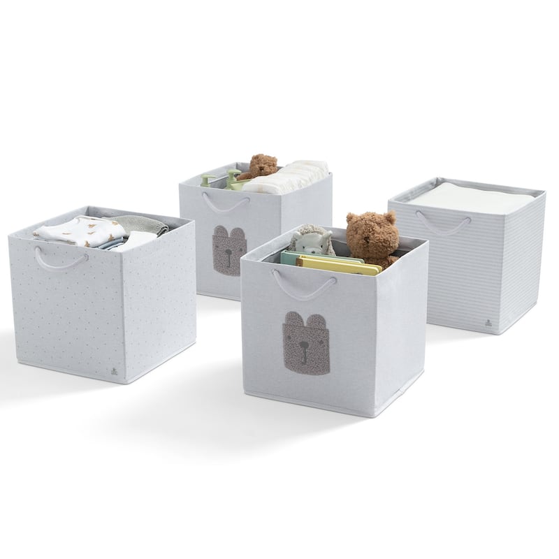 4-Pack Brannan Bear Fabric Storage Bins with Handles - Grey