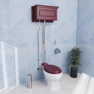 High Tank Toilet - Cherry Wooden Raised Tank, Elongated White Bowl and Brass Z Pipe Renovators ...