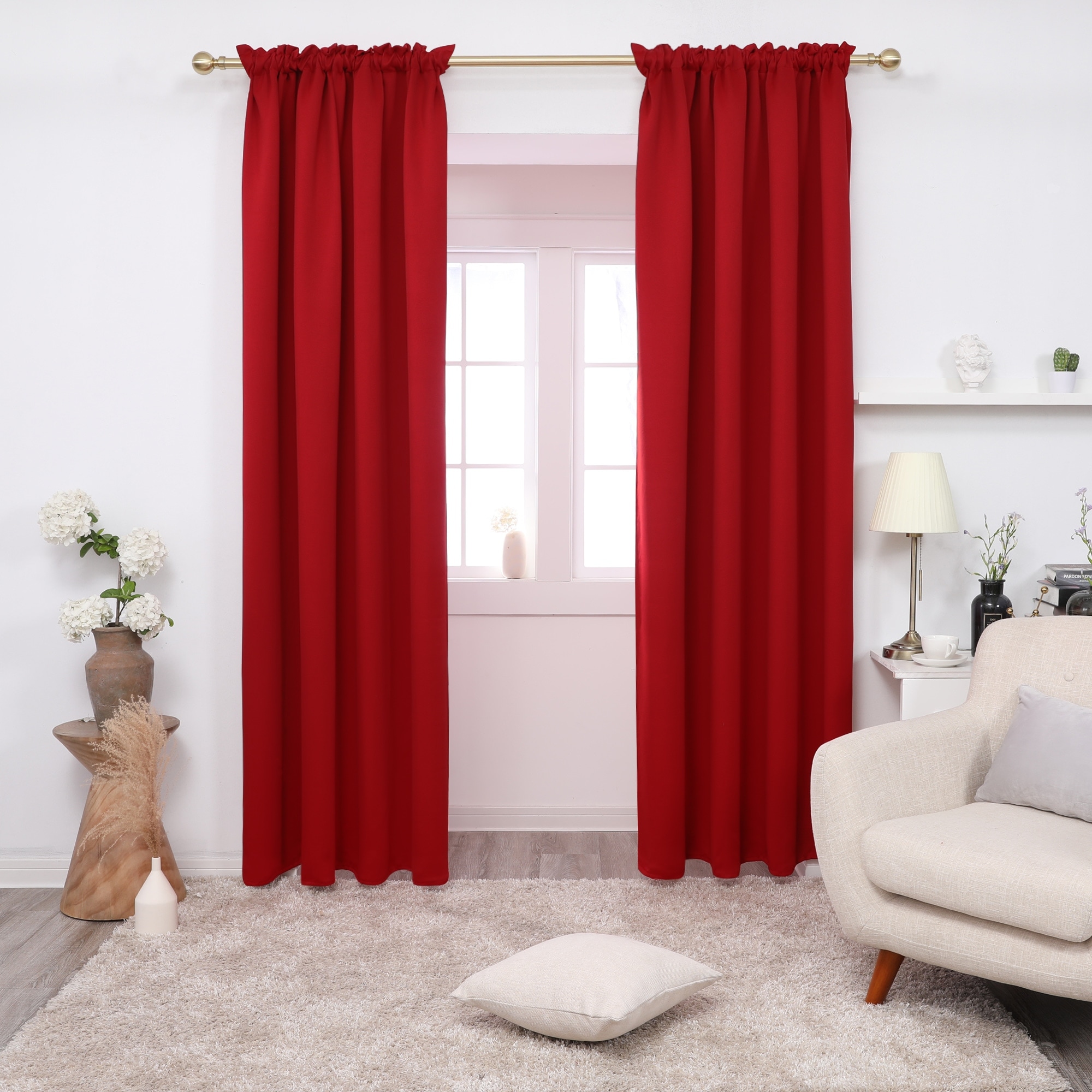 Deconovo Solid Rod Pocket 52 Width Curtain Panel Pair(2 Panel)