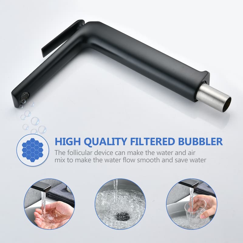 BATHLET Single Hole Single Handle Vessel Sink Faucet in Matte Black