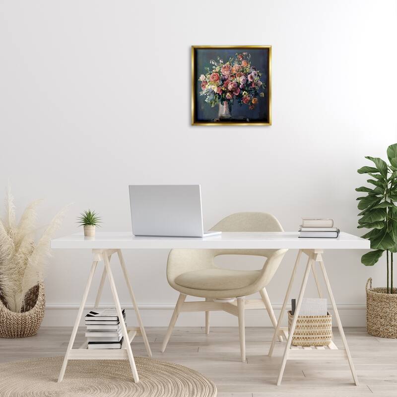 Stupell Abundant Dark Bouquet Framed Floater Canvas Wall Art Design By Marilyn Hageman