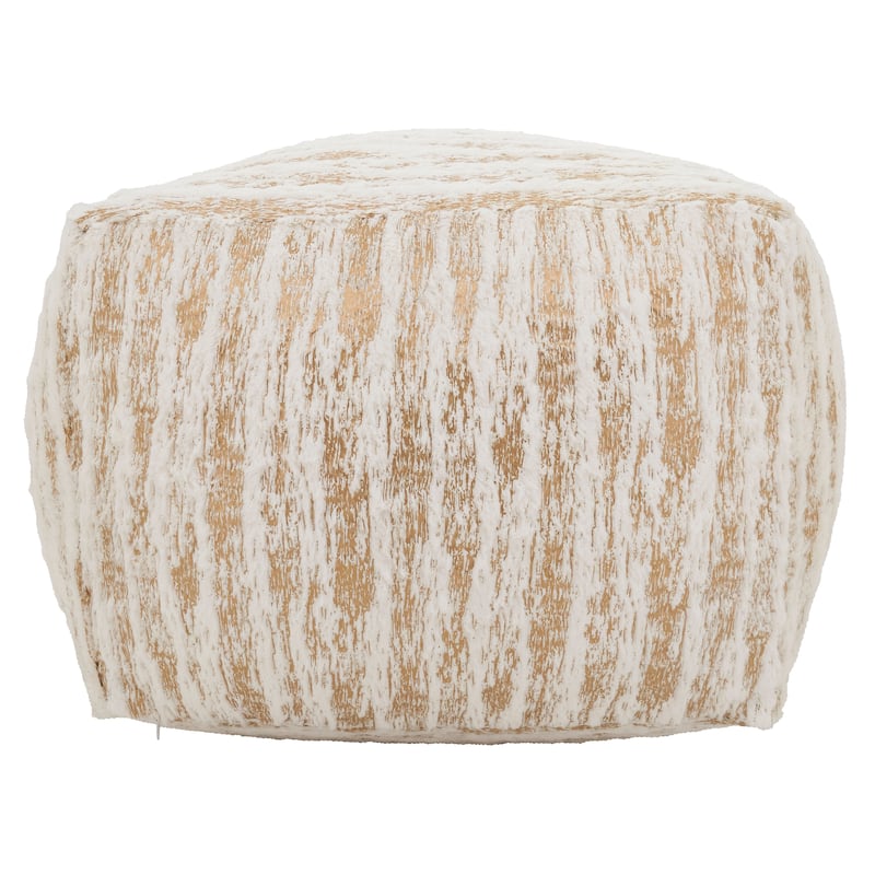 Faux Fur Pouf With Foil Print Design