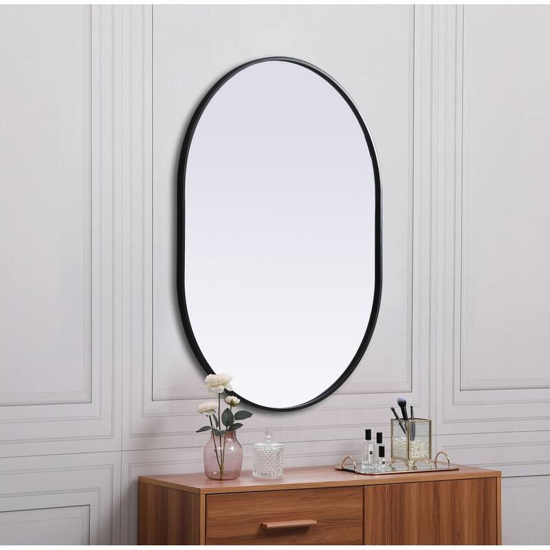 Indigo Home Metal Frame Oval Mirror 30x40 Inch